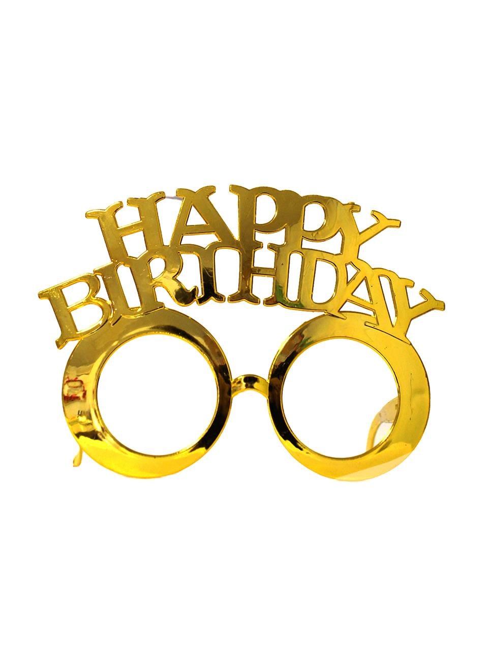 Happy Birthday Yazılı Doğum Günü Partisi Gözlüğü Altın