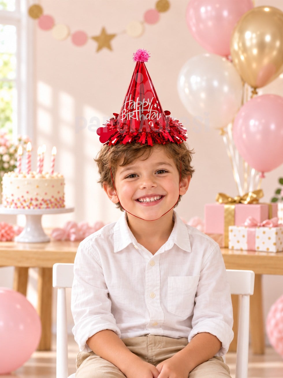 Happy Birthday Yazılı Karton Doğum Günü Şapkası Kırmızı