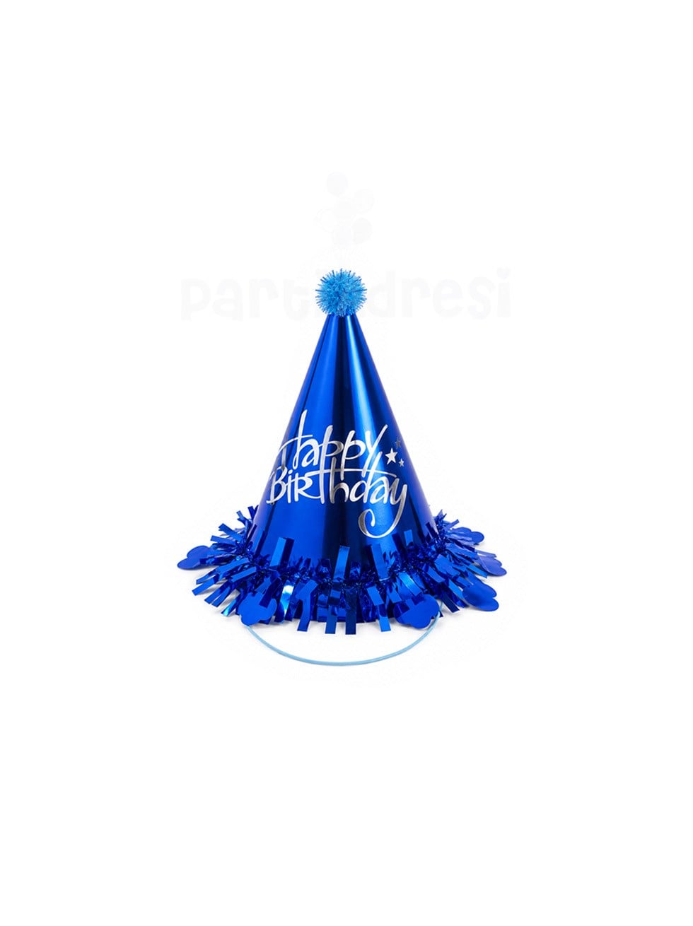 Happy Birthday Yazılı Karton Doğum Günü Şapkası Mavi
