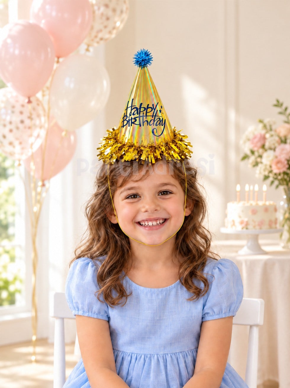 Happy Birthday Yazılı Karton Doğum Günü Şapkası Gold