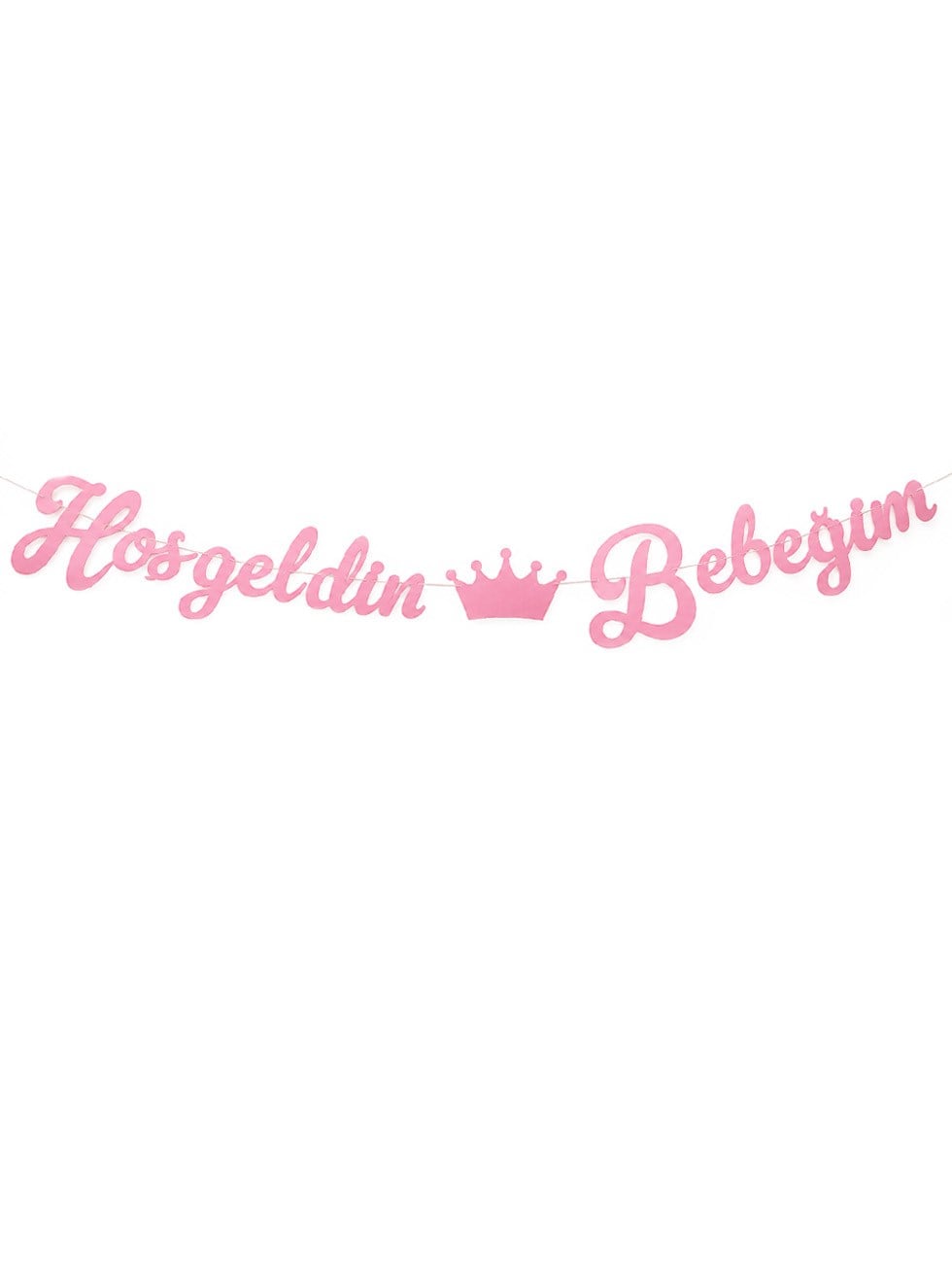 Hoş Geldin Bebeğim Yazılı Kaligrafi Banner Pembe
