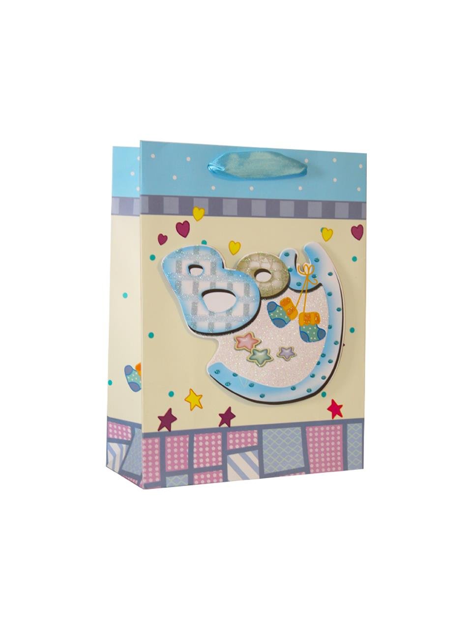 Hoş Geldin Bebek Baby Shower Boy Bebek Karton Hediye Çantası 24x18x8 Cm 