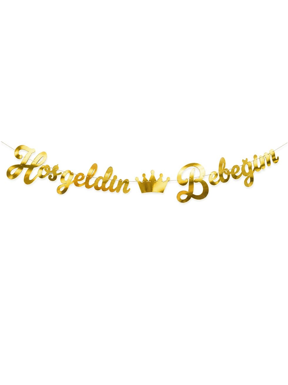 Hoşgeldin Bebeğim Yazılı Kaligrafi Banner Dekoratif Süs Altın