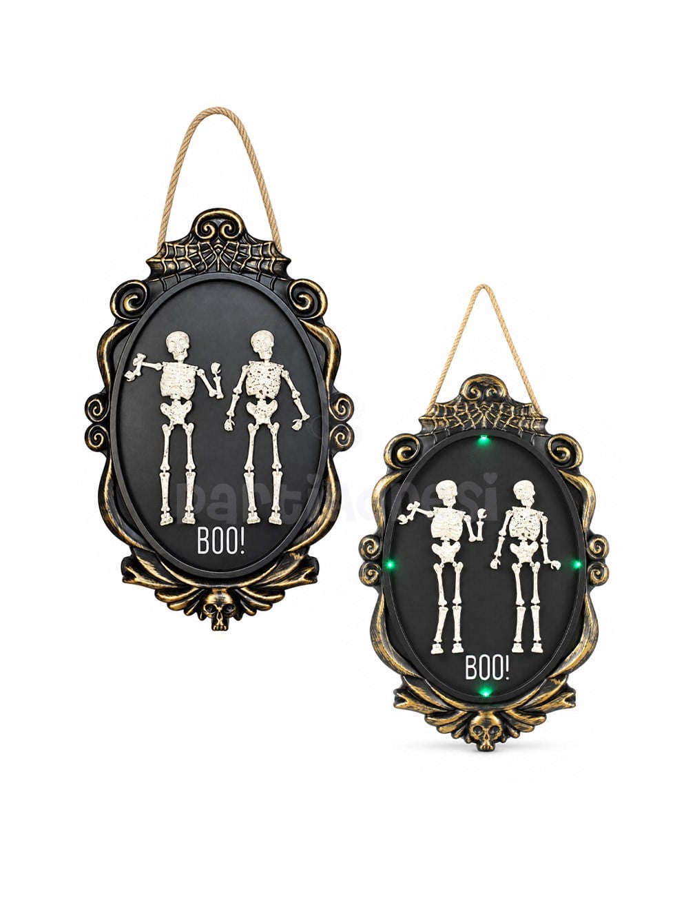 Işıklı İskeletli Halloween Duvar Süsü 43 cm – BOO Yazılı Hareketli Cadılar Bayramı Parti Dekoru