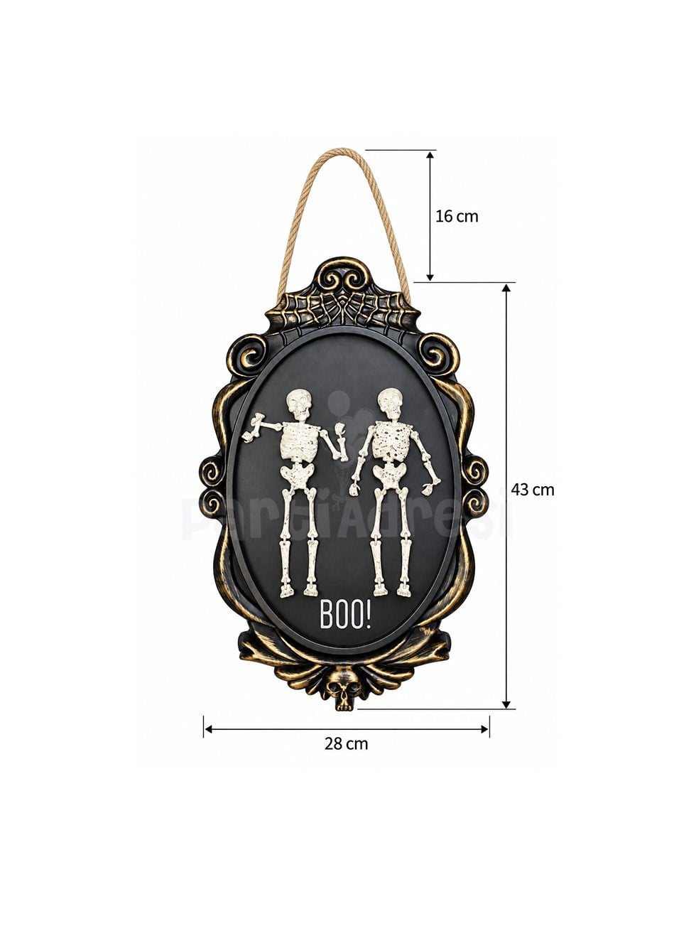 Işıklı İskeletli Halloween Duvar Süsü 43 cm – BOO Yazılı Hareketli Cadılar Bayramı Parti Dekoru
