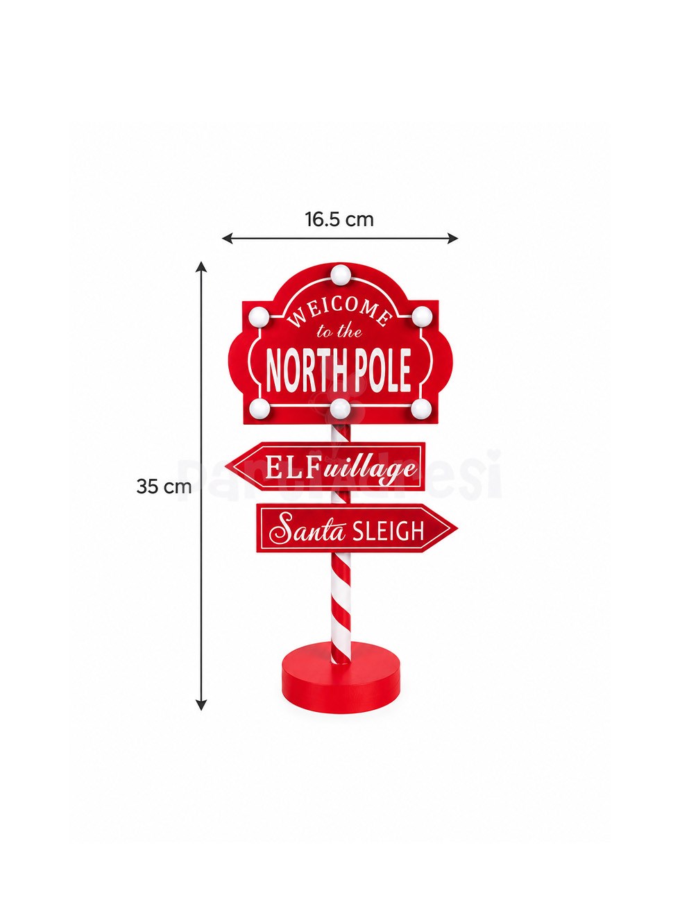 Işıklı Yılbaşı Dekoru North Pole Tabelası 35 cm – Ayaklı Dekoratif Noel Süsü