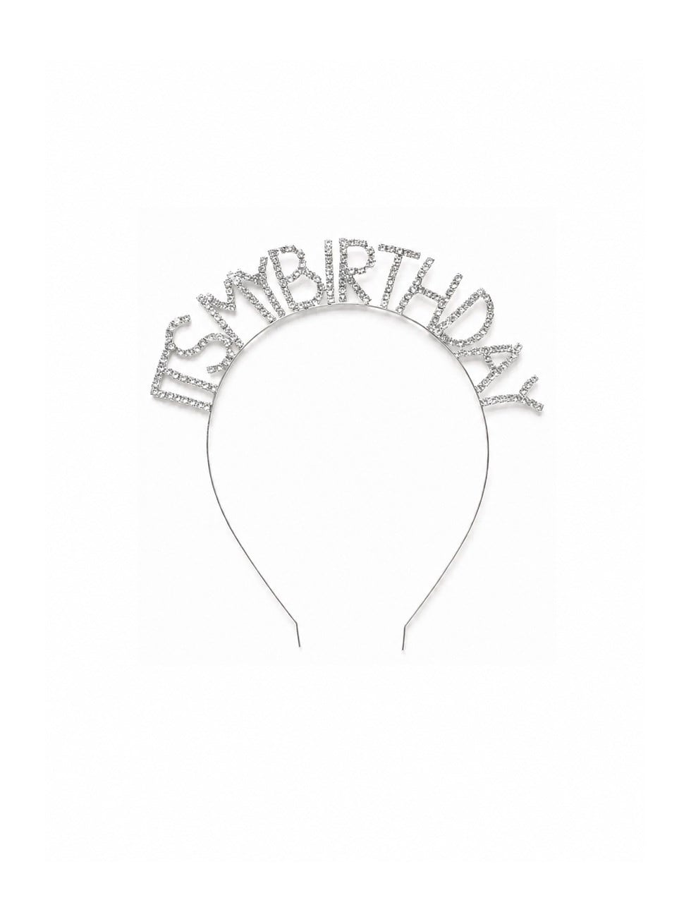 Its My Birthday Yazılı Işıltılı Taş Detaylı Doğum Günü Parti Tacı Gümüş