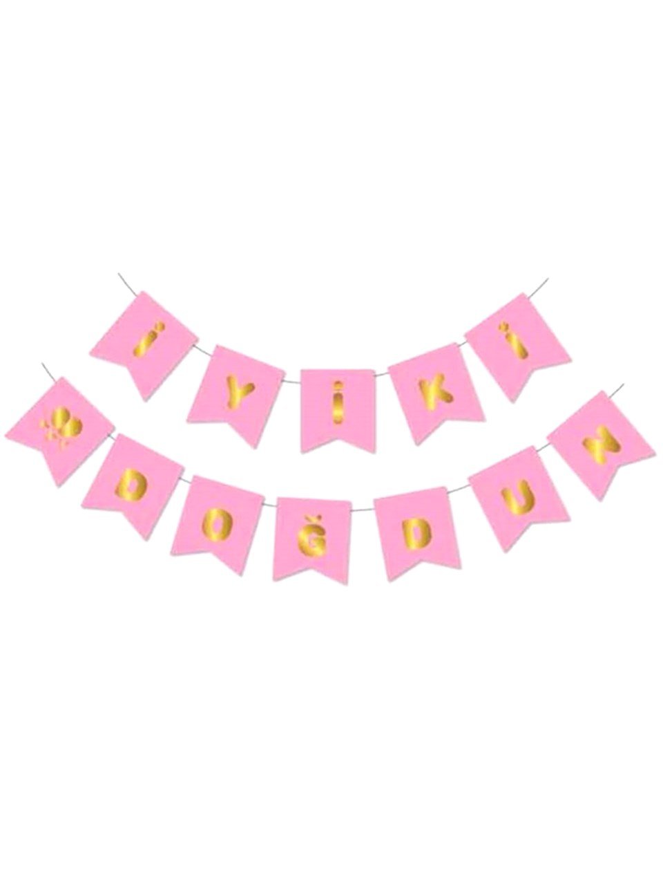 İyi Ki Doğdun Pembe-Altın Yazı