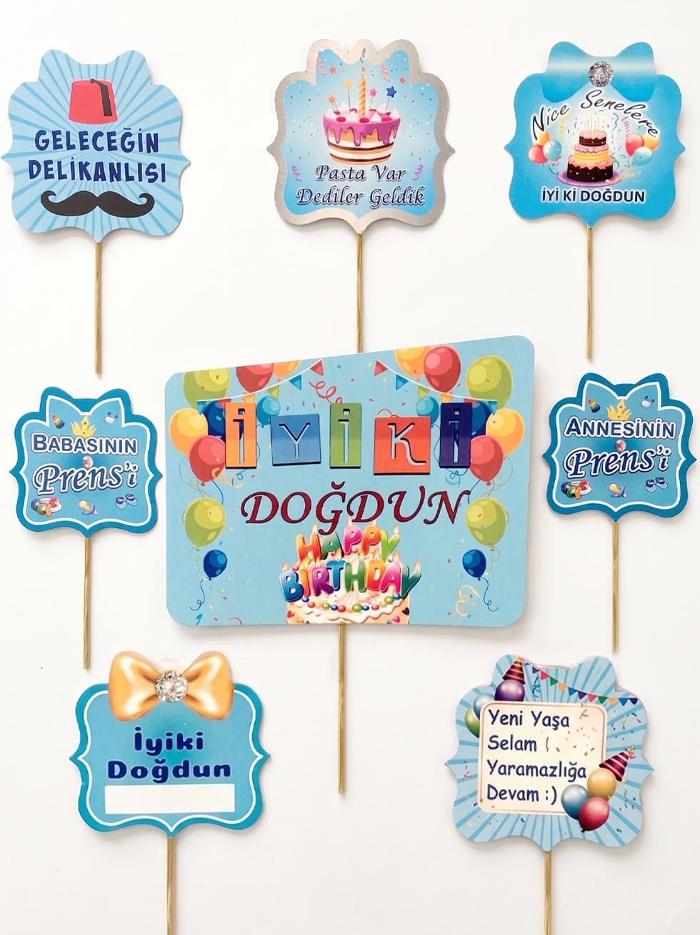İyi Ki Doğdun Prens Konuşma Balonu Erkek Çocuk Doğum Günü Süsü 