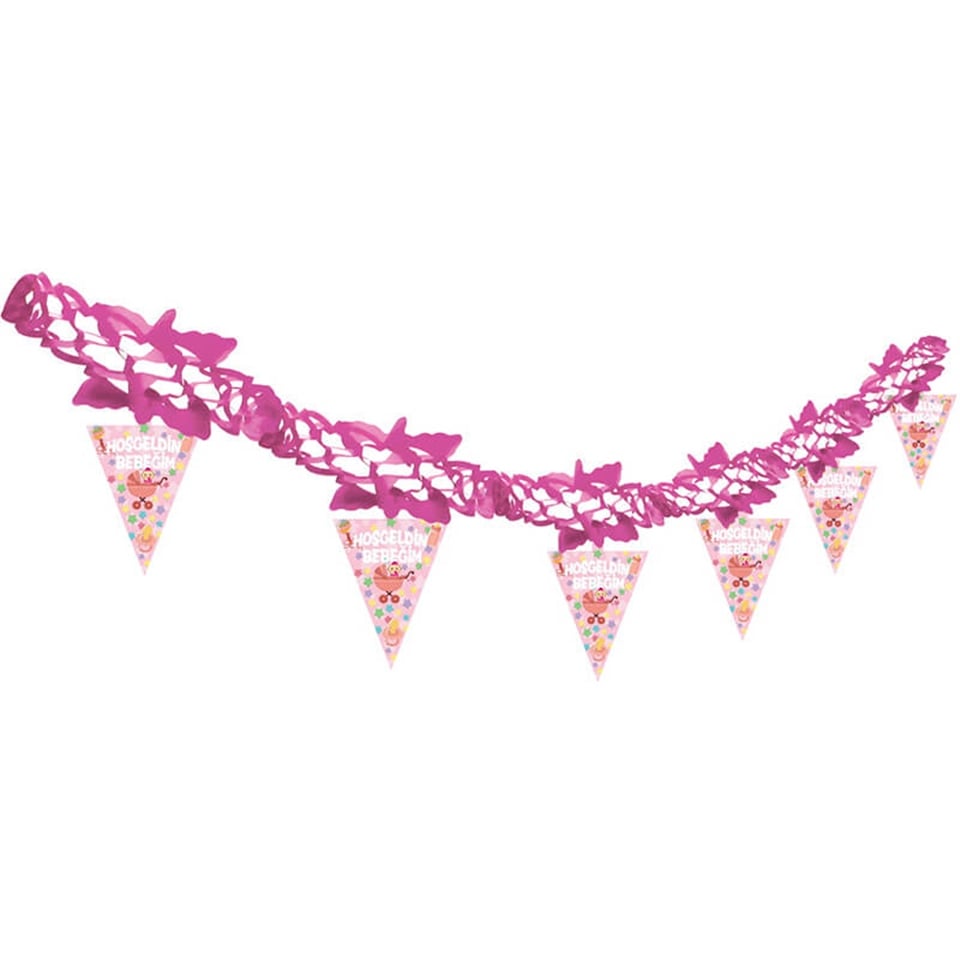 Kağıt Zincir Hoşgeldin Bebeğim Pembe