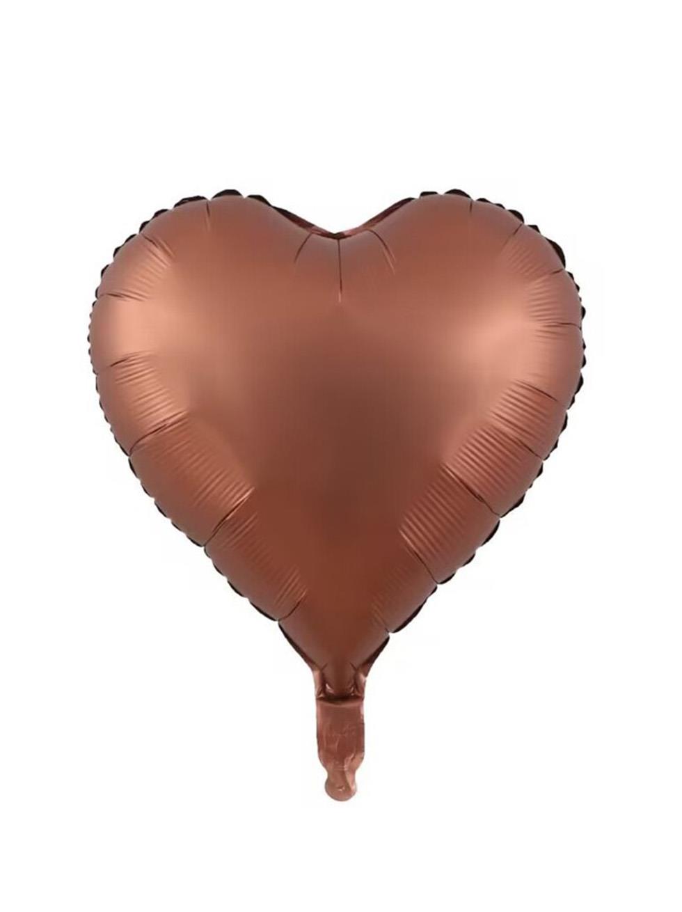 Kalp Folyo Balon Bronz Karamel  Rengi Kalp Parti Balonu 45 cm 18 inc