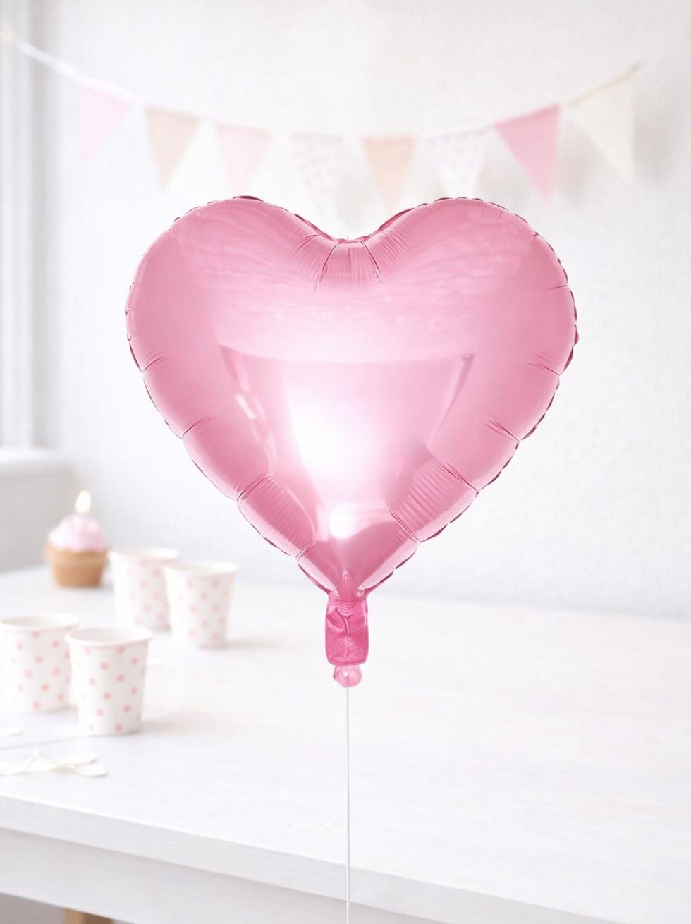 Kalp Folyo Balon Doğum Günü Parti Balonu Pembe 18 inc- 45 cm