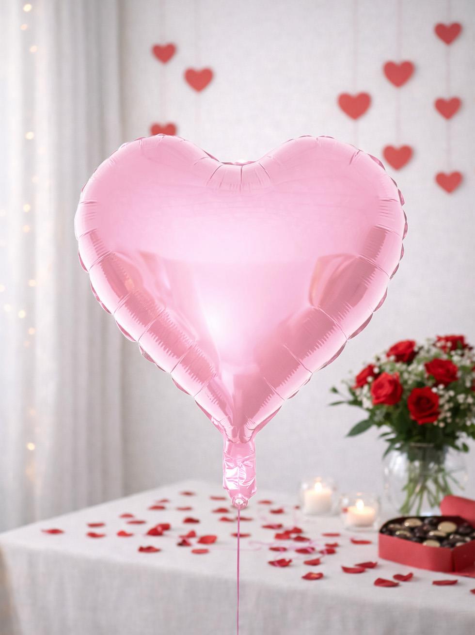 Kalp Folyo Balon Doğum Günü Parti Balonu Pembe 18 inc- 45 cm