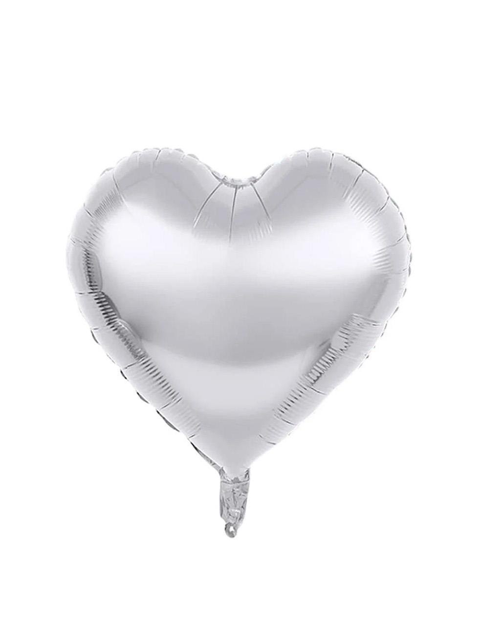 Kalp Folyo Balon Gümüş Rengi Kalp Parti Balonu 18 inc 45 cm