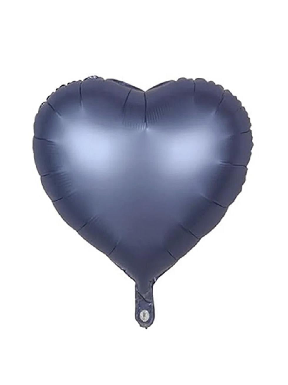 Kalp Folyo Balon Retro Parti Balonu Mat Koyu Mavi 18 inc 45 cm
