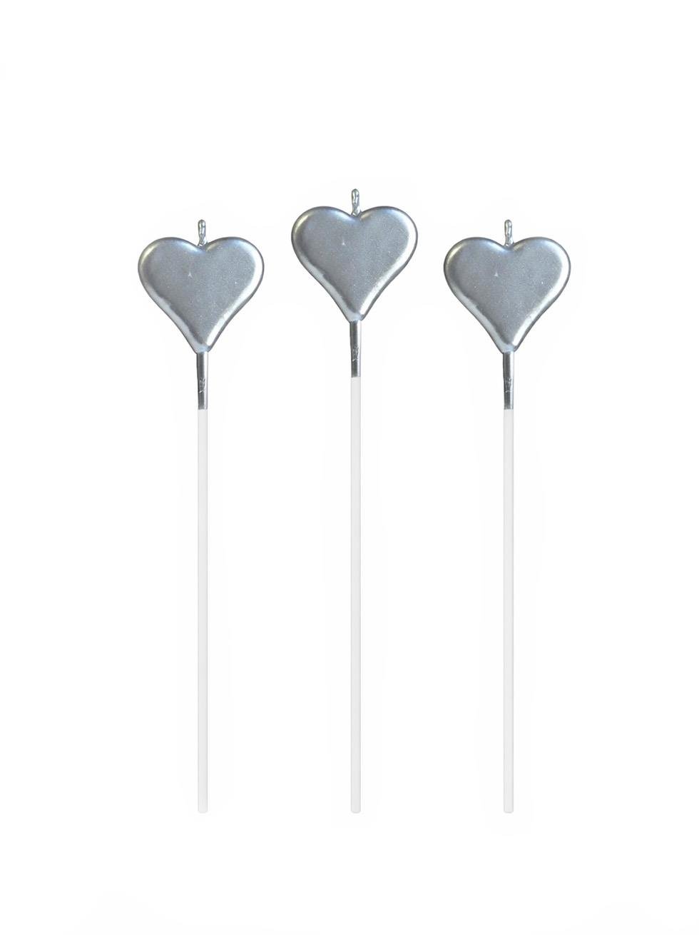 Kalp Pasta Mumu Metalik Gümüş 3lü