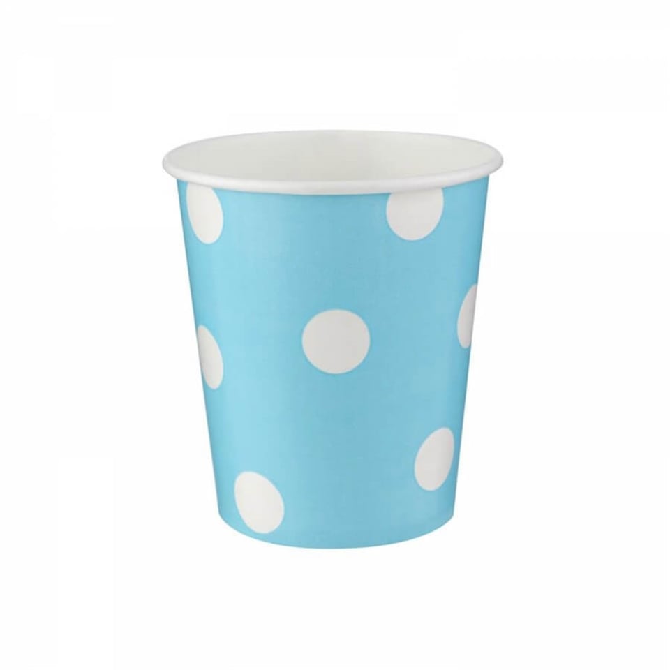 Karton Bardak 8Li Mavi Puantiyeli