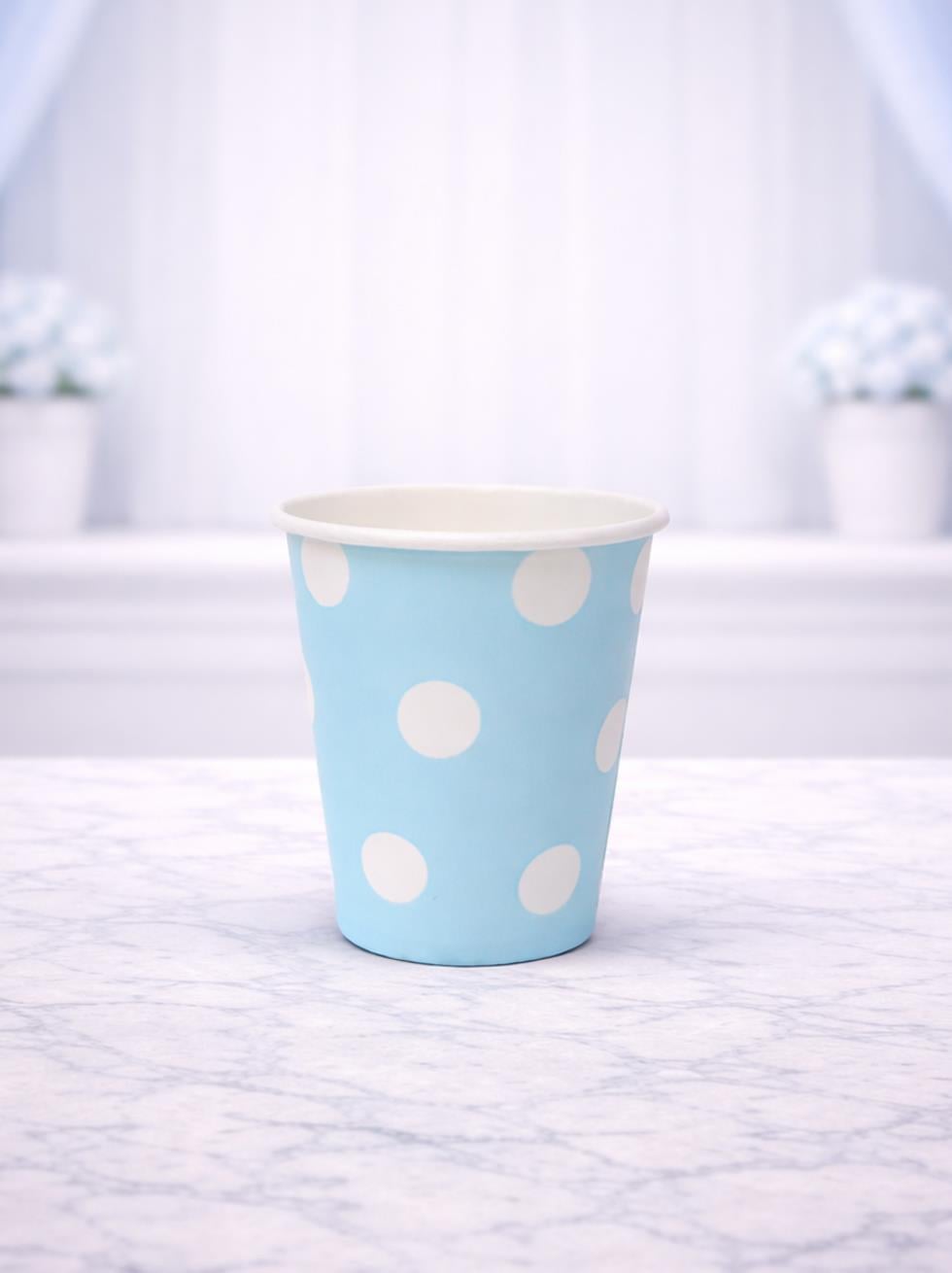 Karton Bardak 8Li Mavi Puantiyeli