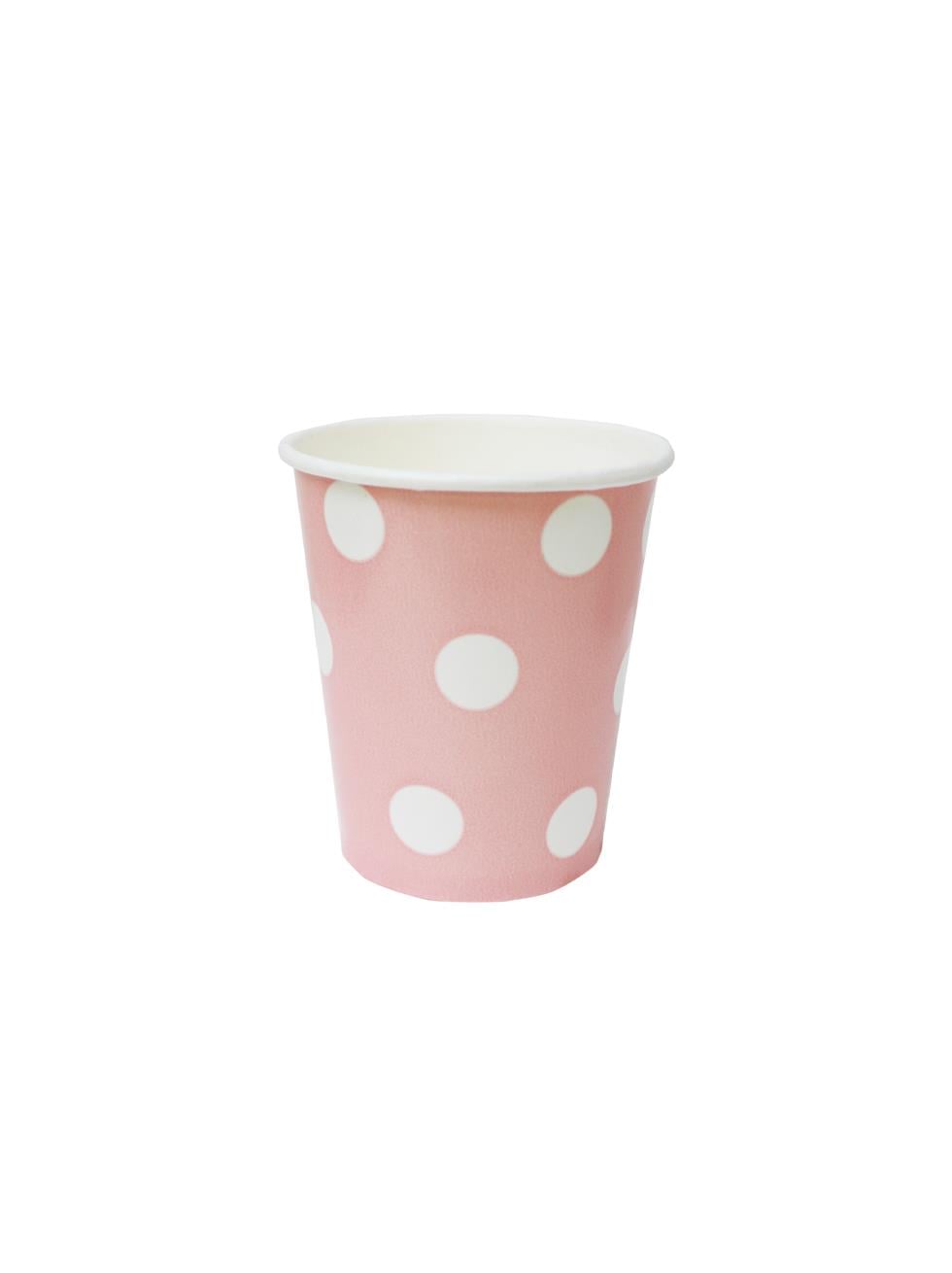 Karton Bardak Pembe Puantiyeli 8Li