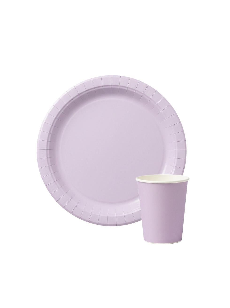 Karton Tabak Bardak Set Doğum Günü Parti Seti Lila 8 Adet 
