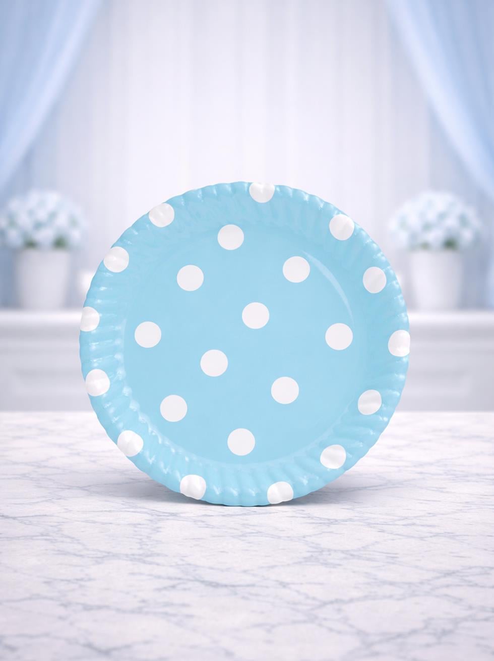 Karton Tabak Mavi Puantiyeli 8Li