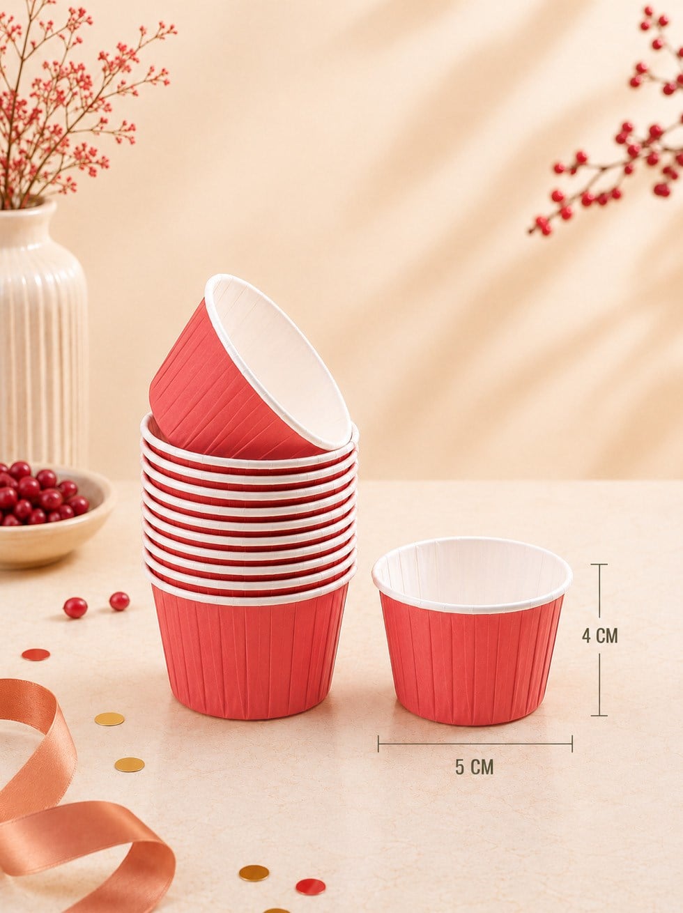 Kırmızı Cupcake Muffin Kapsülü – Kek Sunum Kalıbı 50li 