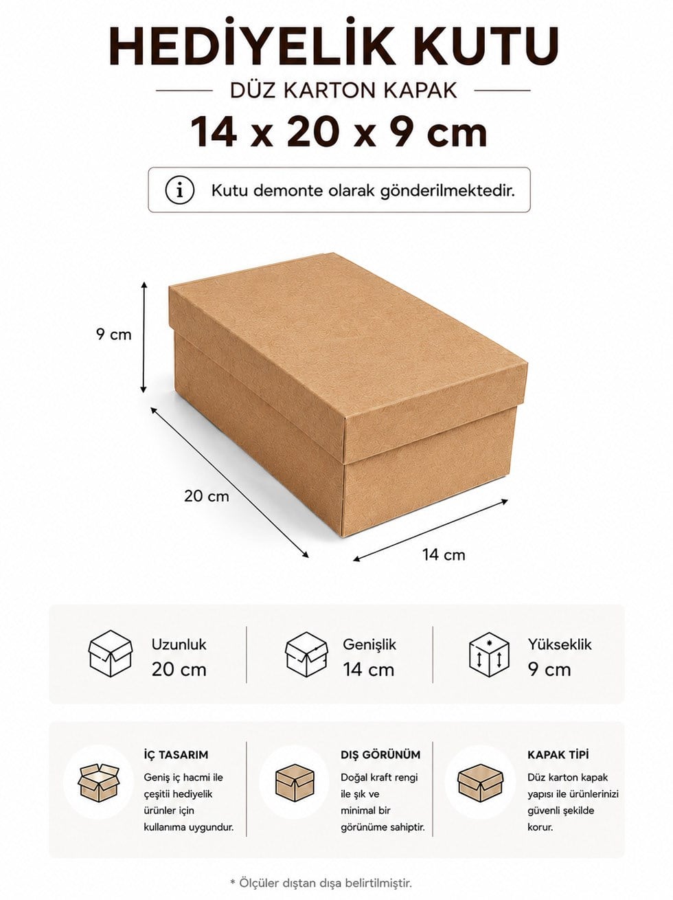 Kraft Kutu Karton Hediye Kutusu 14X20X9 cm