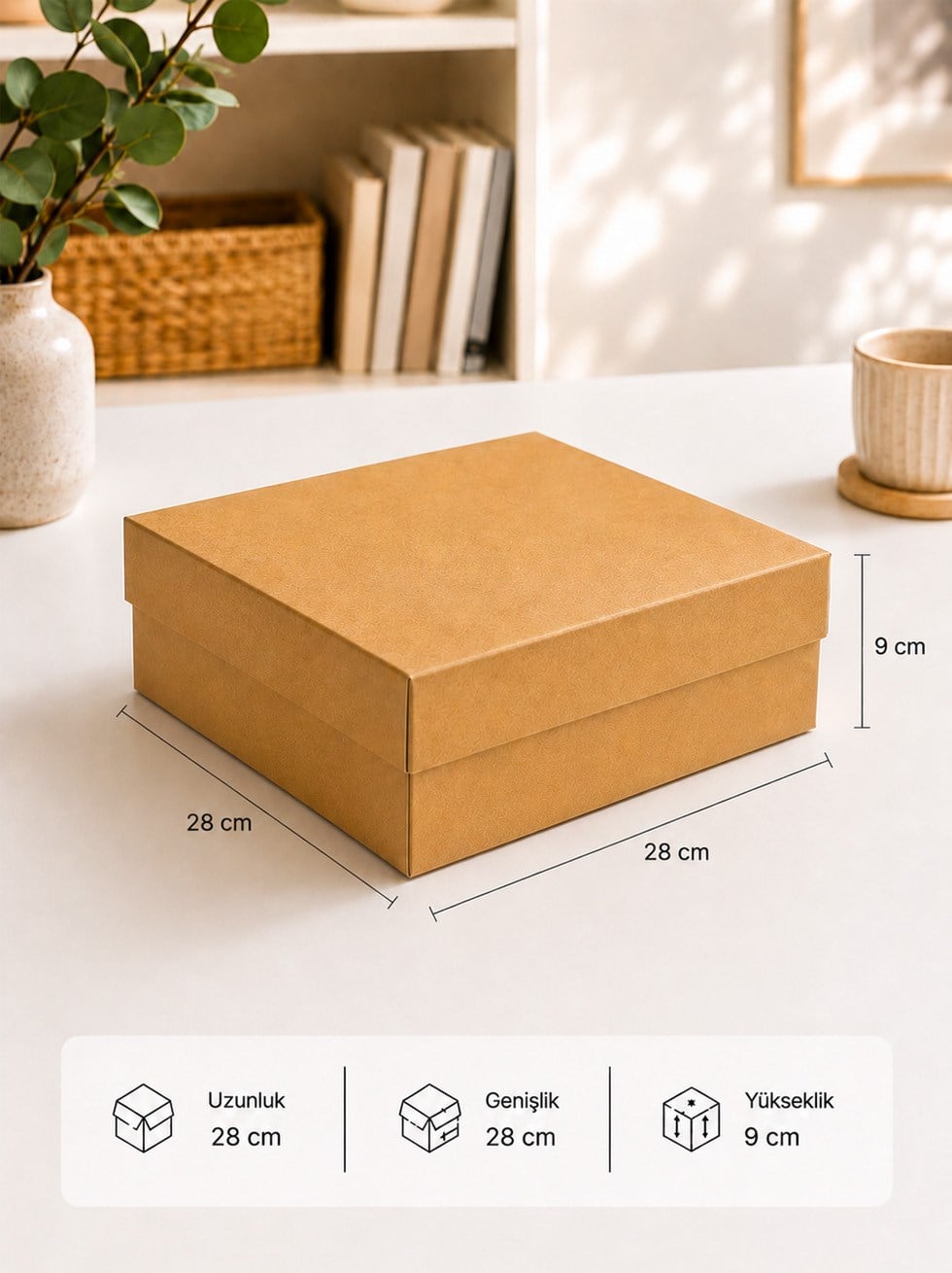 Kraft Kutu Karton Hediye Kutusu 28x28x9 cm