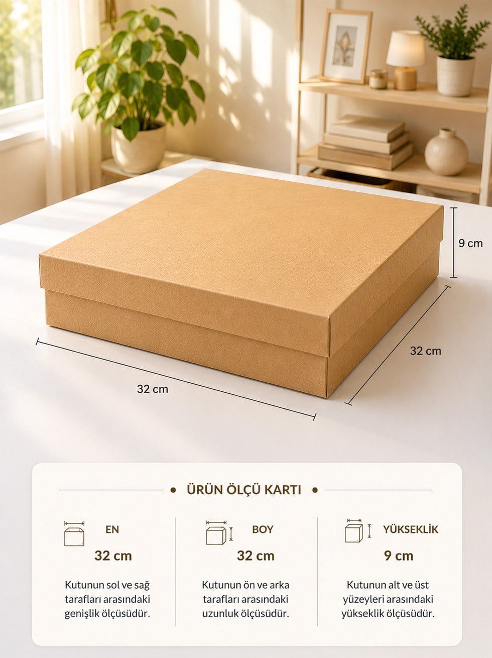 Kraft Kutu Karton Hediye Kutusu 32X32X9 Cm