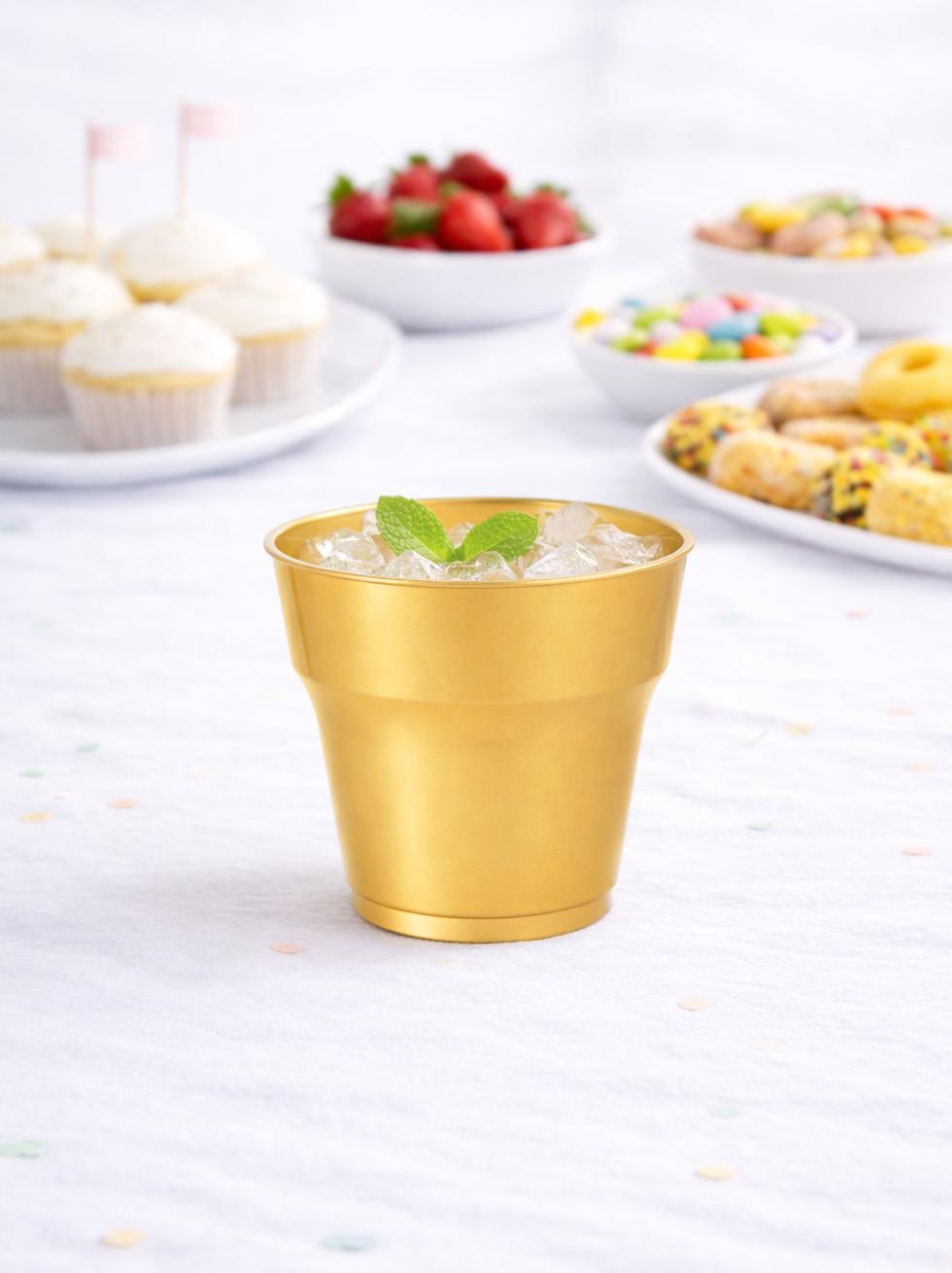 Kristal Plastik Bardak Meşrubat Bardağı Gold 25li