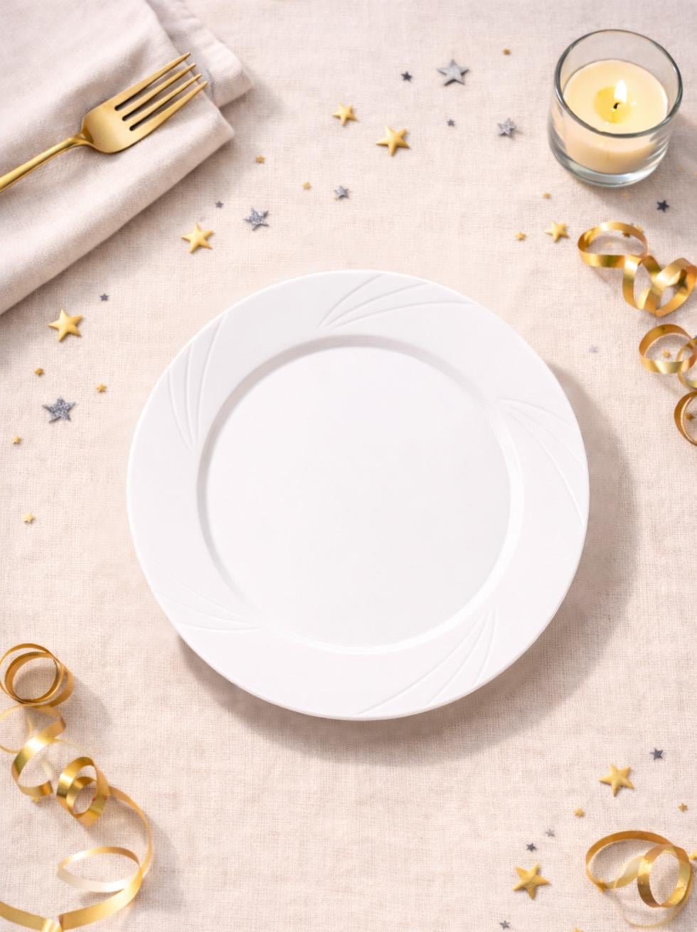 Lüks Plastik Mika Tabak Parti Tabağı Beyaz 23 cm 6lı 