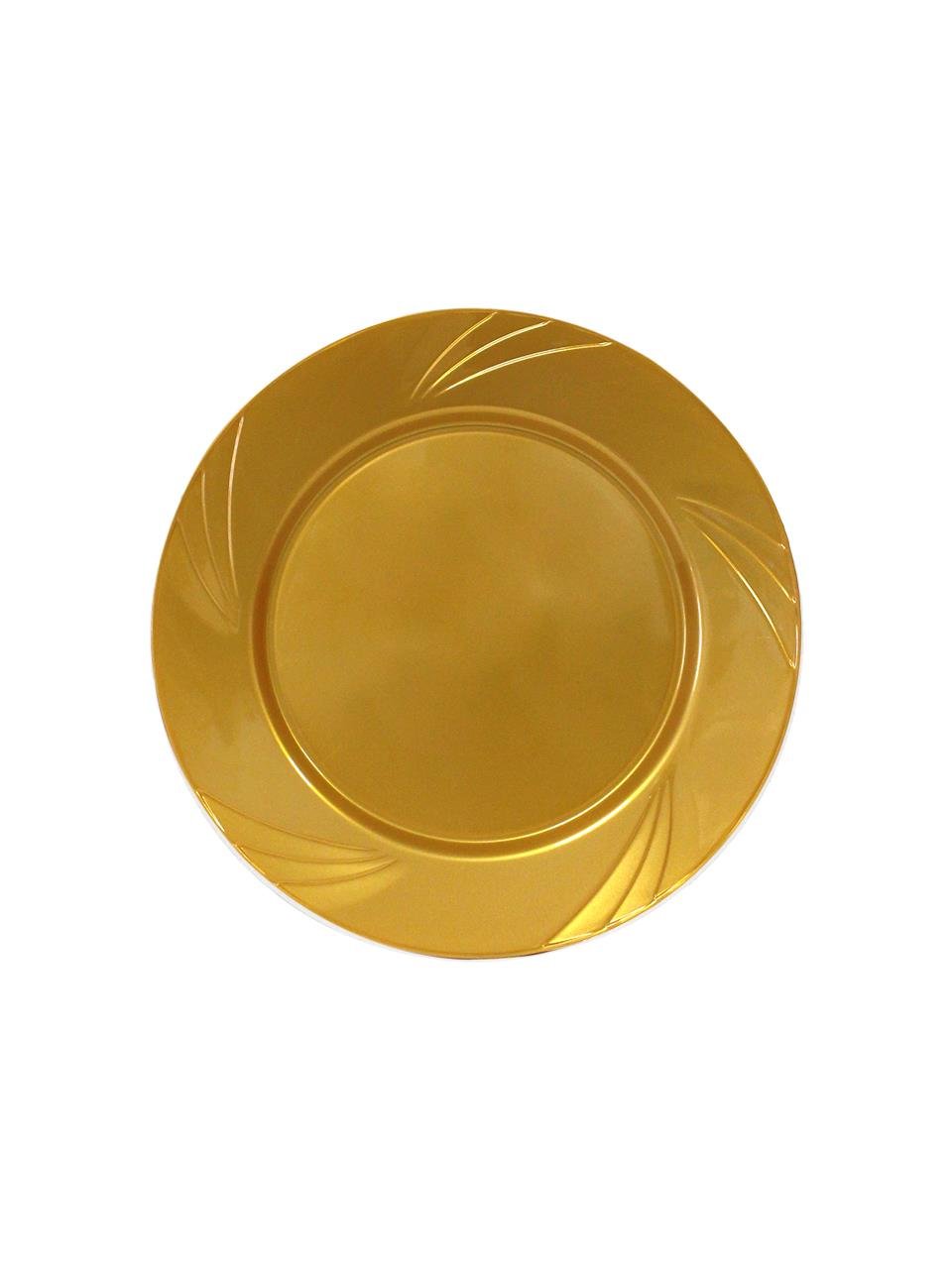 Lüks Plastik Mika Tabak 6'lı 23 Cm Gold