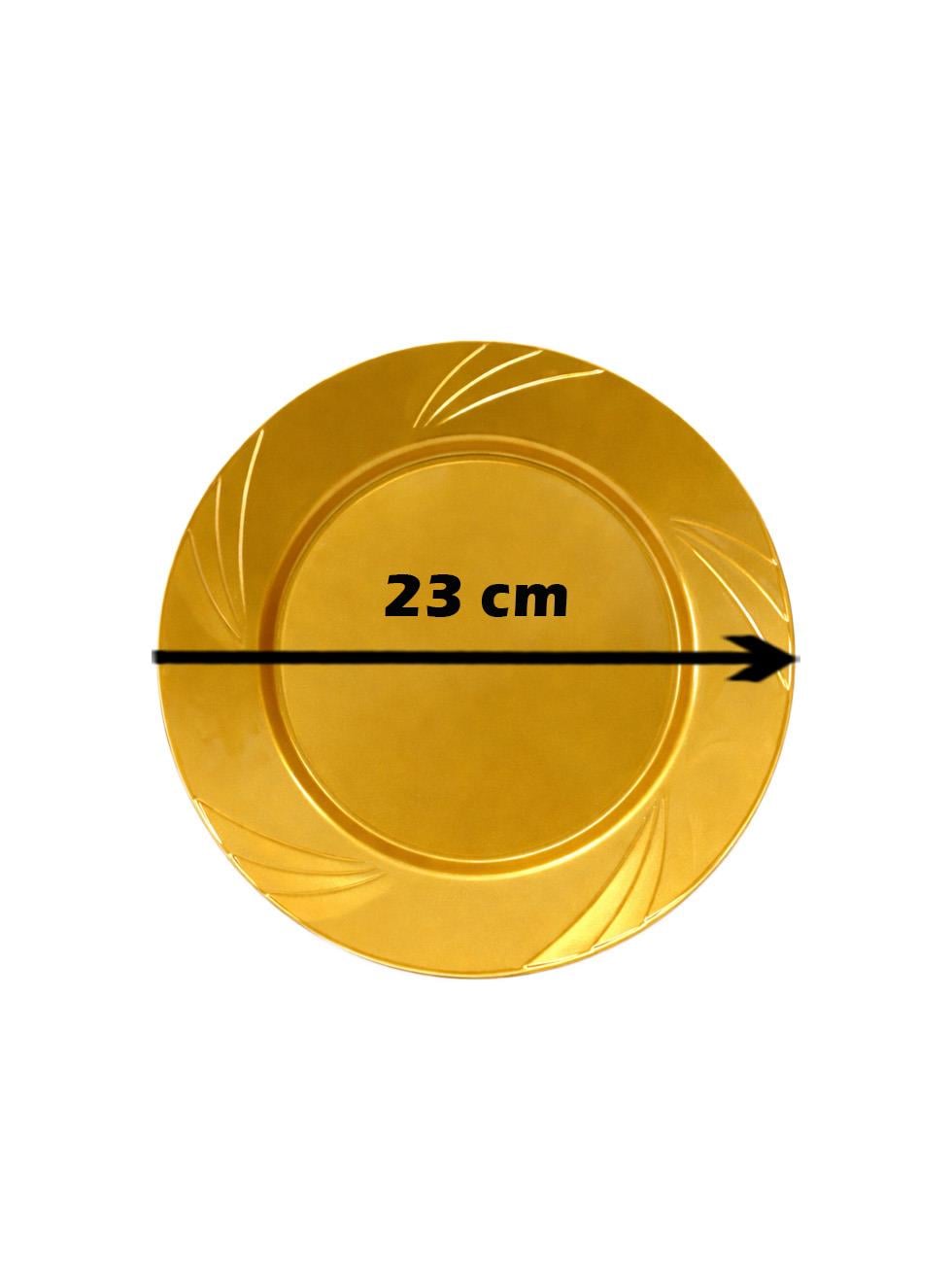 Lüks Plastik Mika Tabak Parti Tabağı Gold 23 cm 6lı 