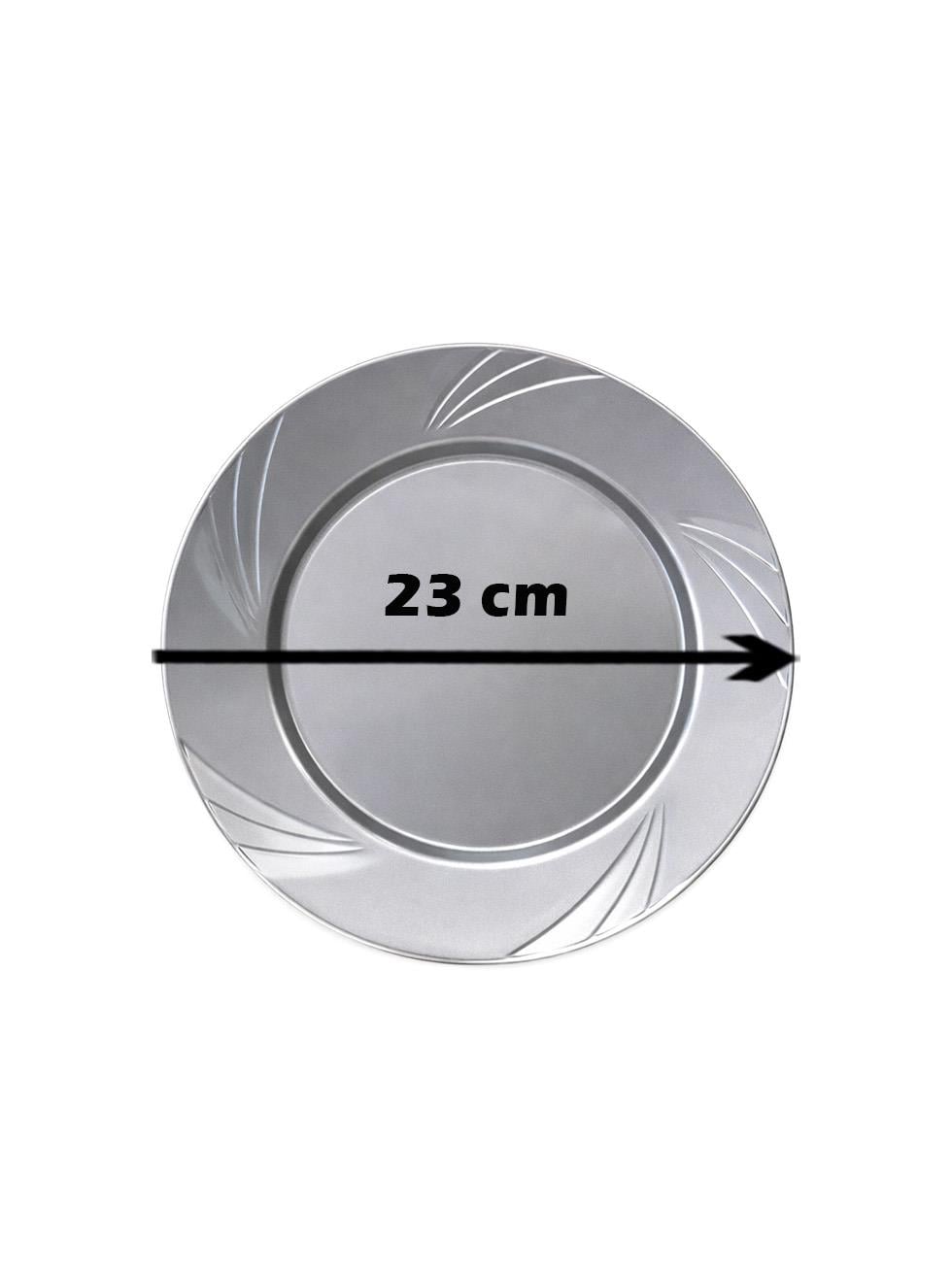 Lüks Plastik Mika Tabak 6lı 23 Cm Gümüş