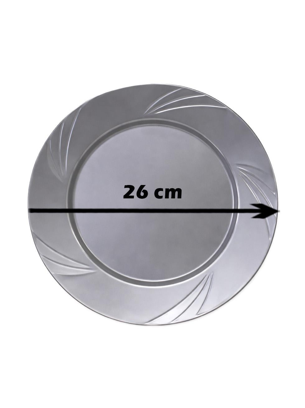 Lüks Plastik Mika Tabak 6lı 26 Cm Gümüş