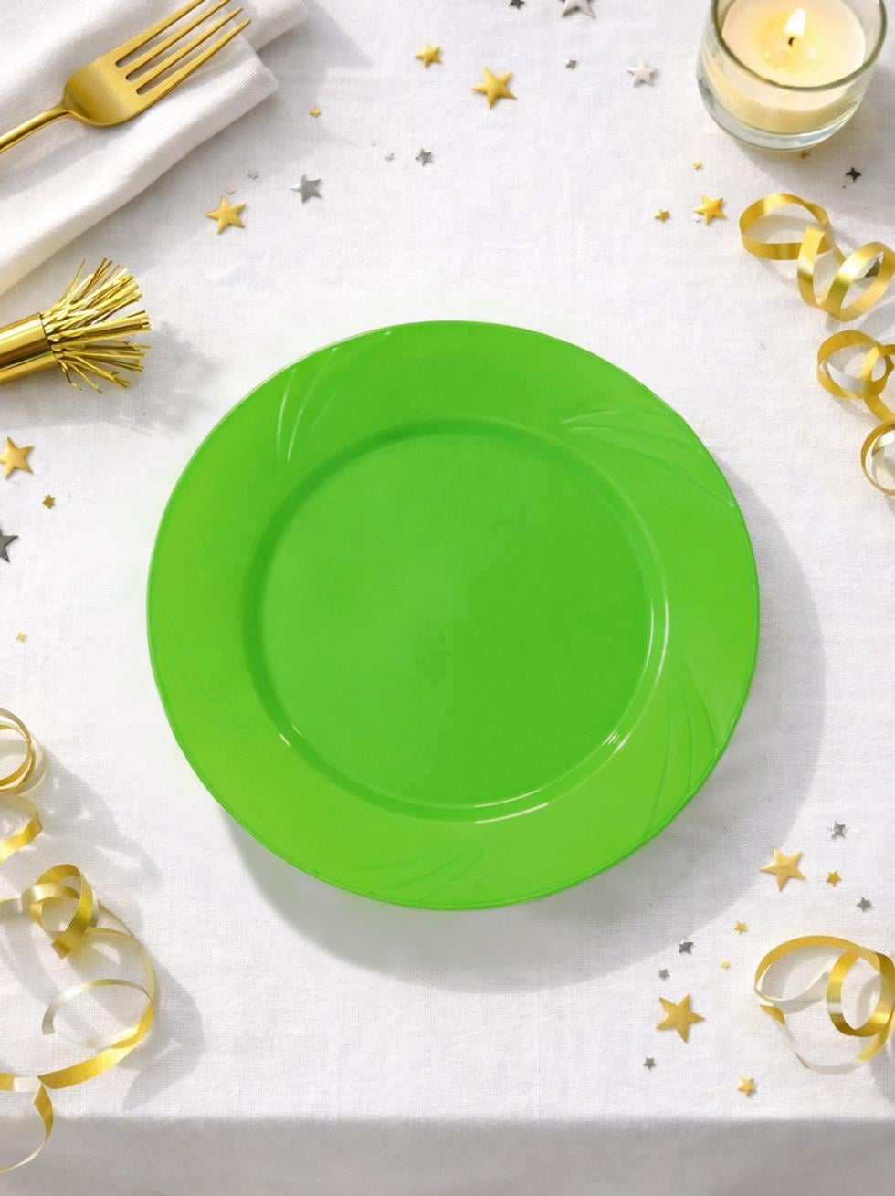 Lüks Plastik Mika Tabak Parti Tabağı Yeşil 23 cm 6lı 