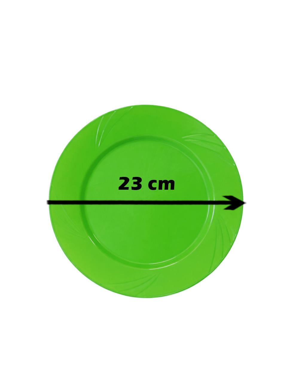 Lüks Plastik Mika Tabak Parti Tabağı Yeşil 23 cm 6lı 