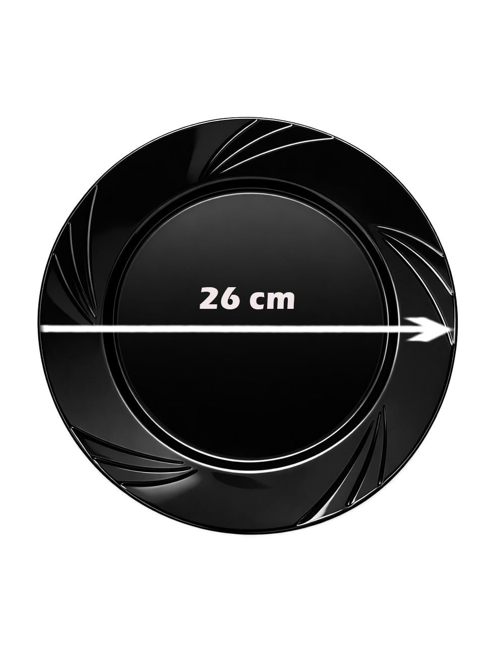 Lüks Plastik Mika Tabak Parti Tabağı Siyah 26 cm 6lı 