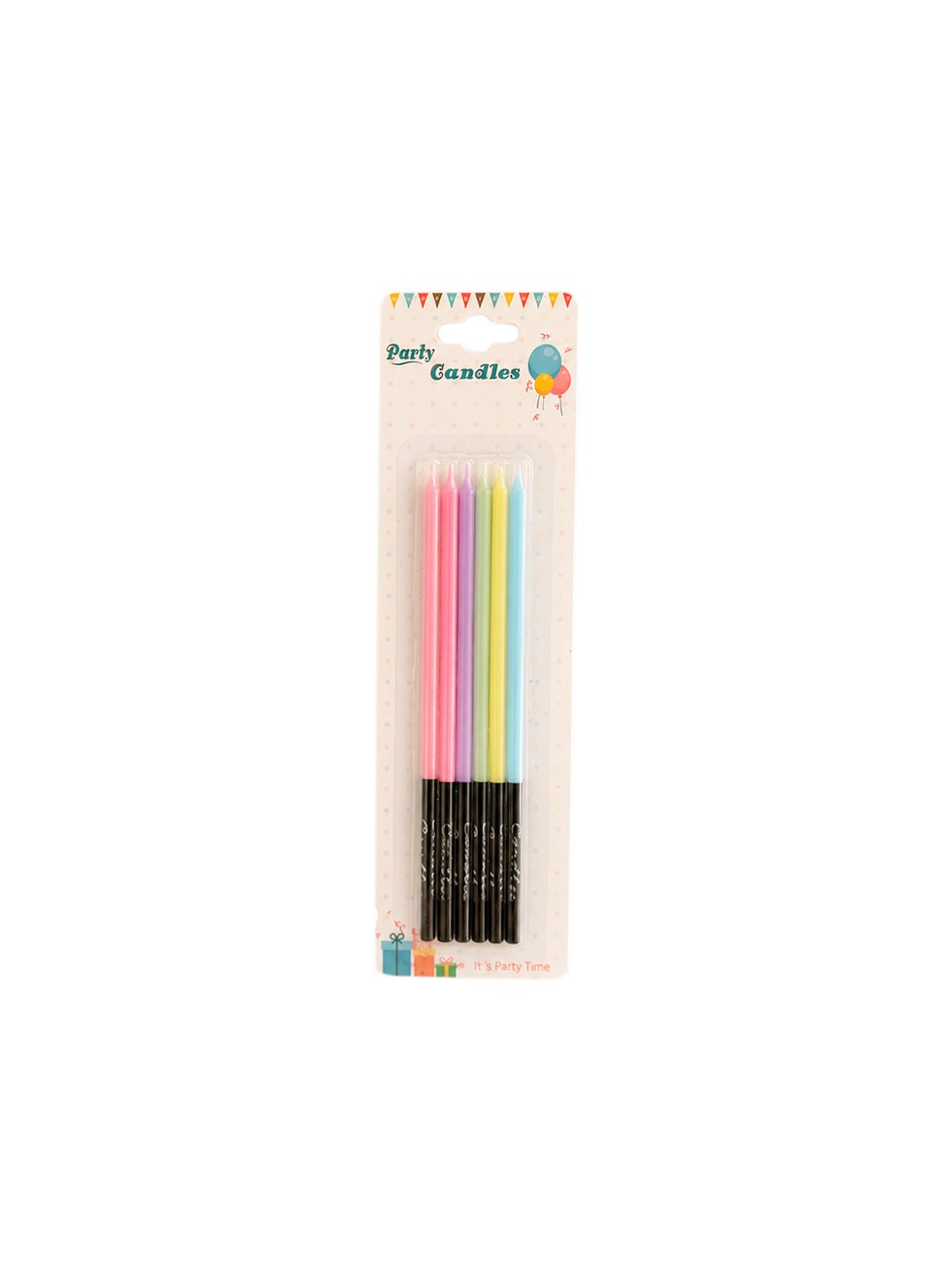 Makaron Renkli İnce Pasta Mumları – Doğum Günü Parti Mumu 15 cm 6lı