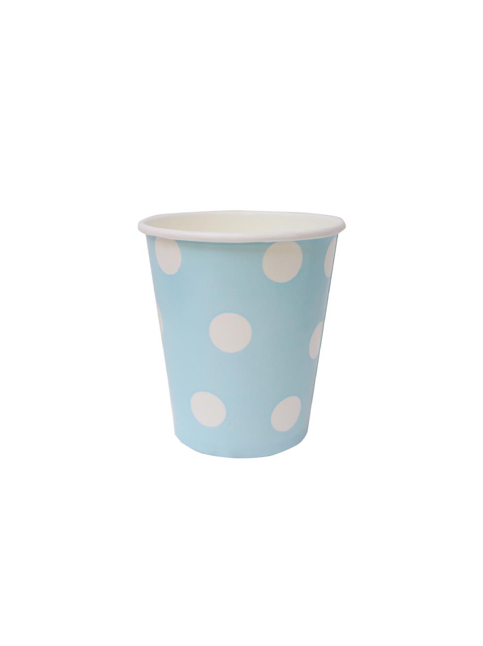 Mavi Beyaz Puantiyeli Karton Tabak & Bardak Seti 8li