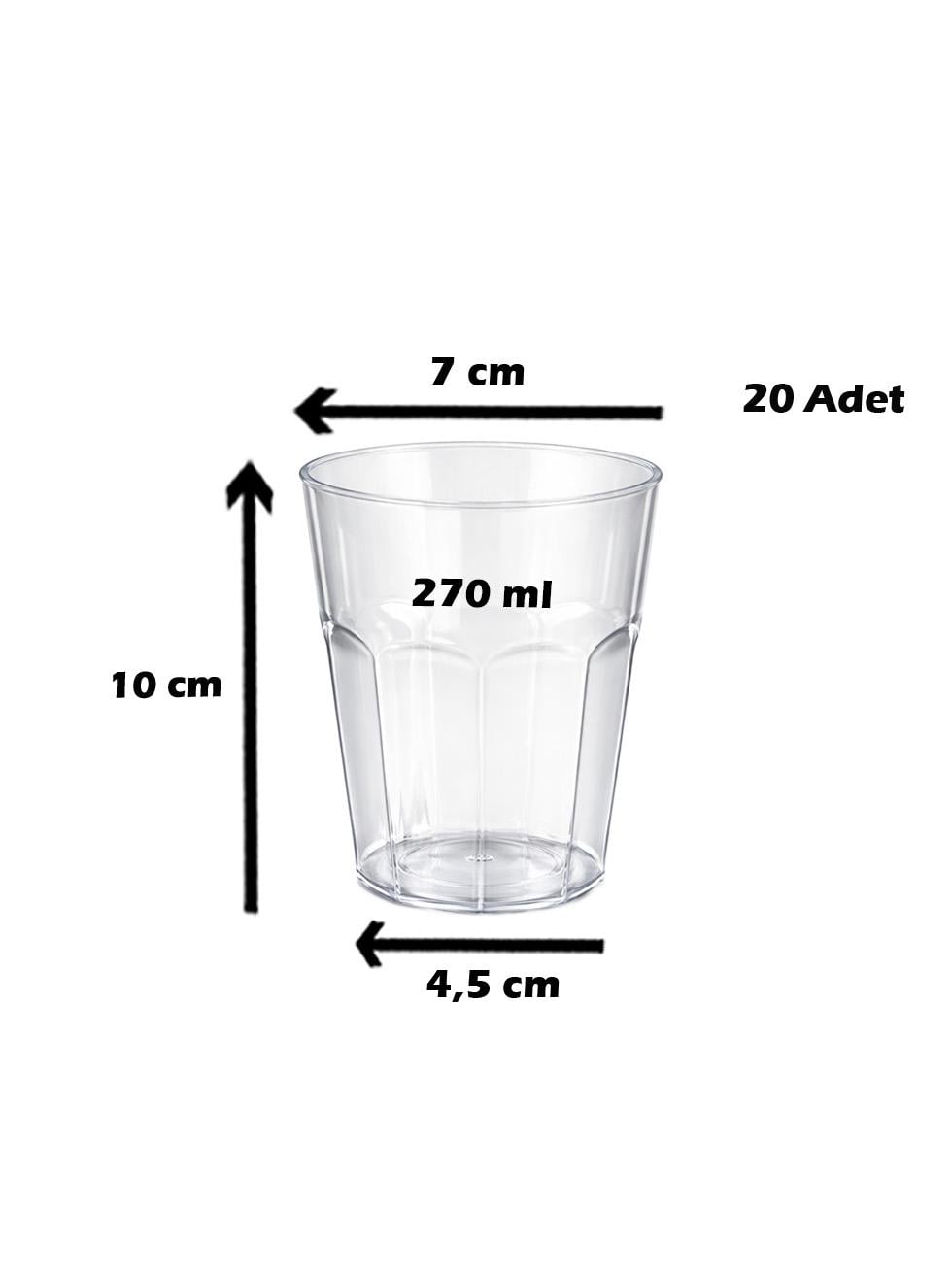 Meşrubat Bardağı Mika Plastik Bardak 270 ml 20li