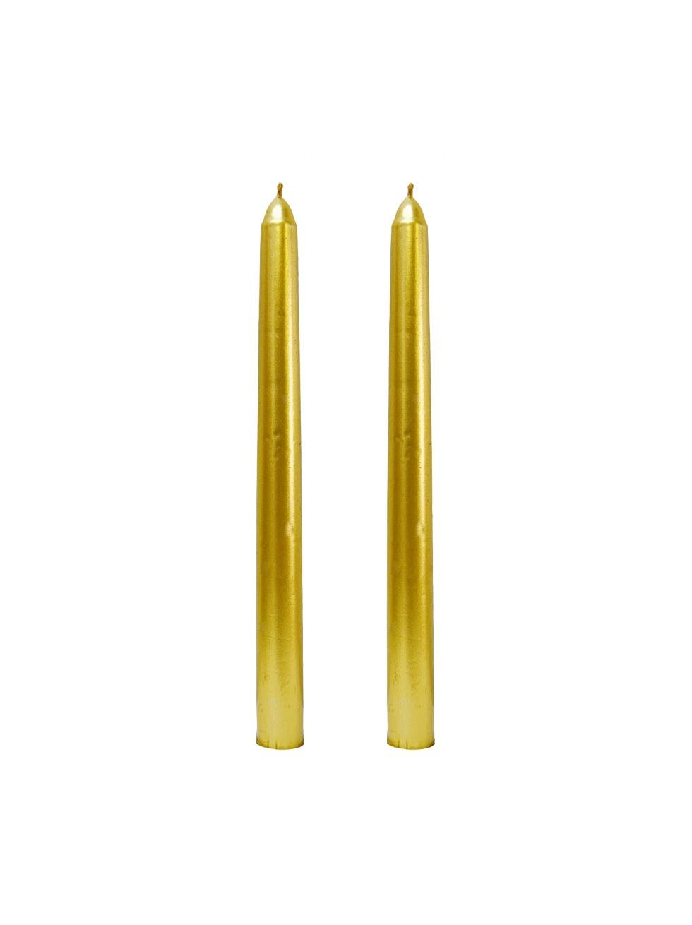 Metalik Altın Şamdan Mum – Dekoratif Masa Dekoru 2li