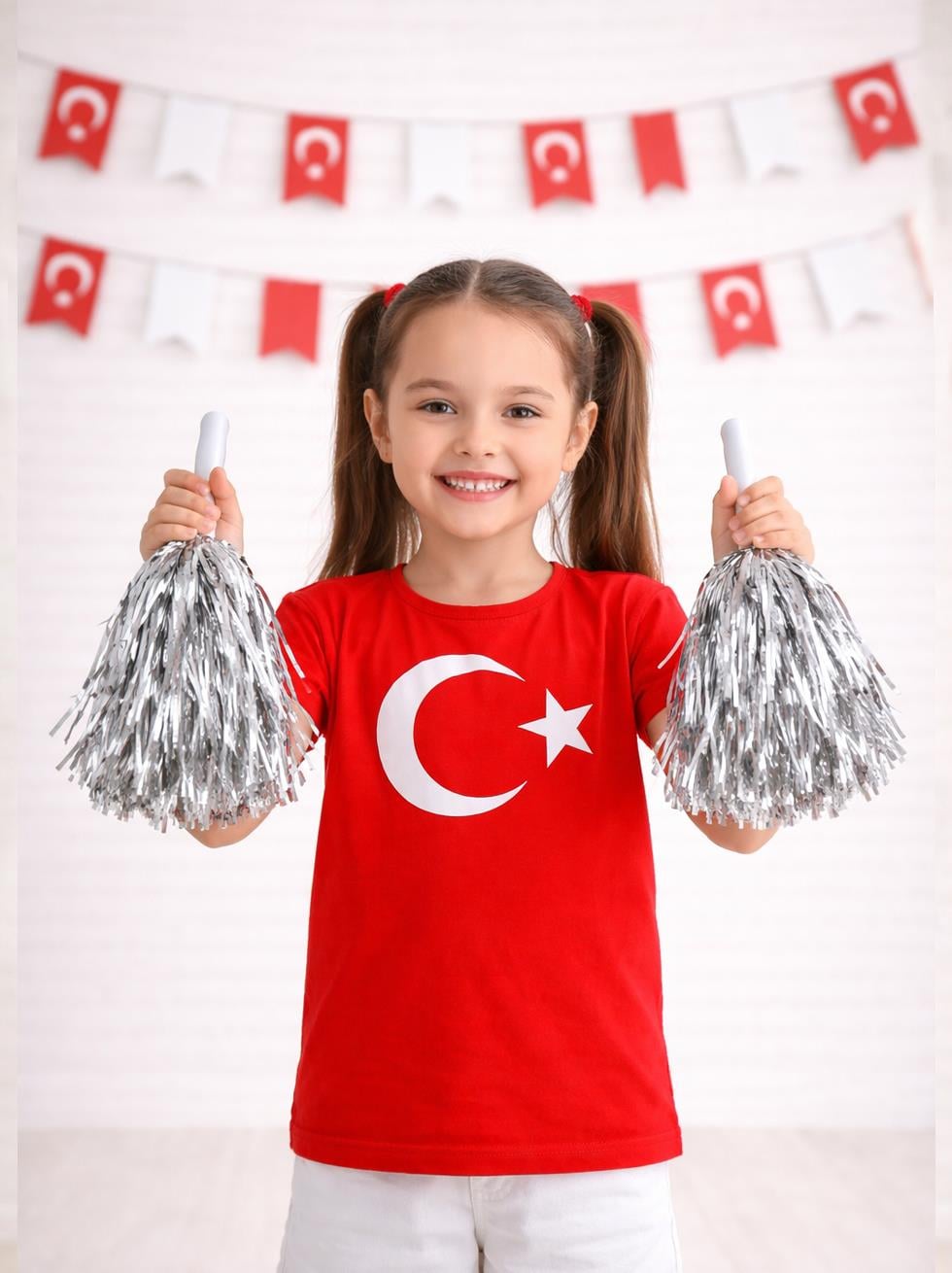Gümüş Metalik Ponpon – Milli Bayram Gösteri Ponponu 2li
