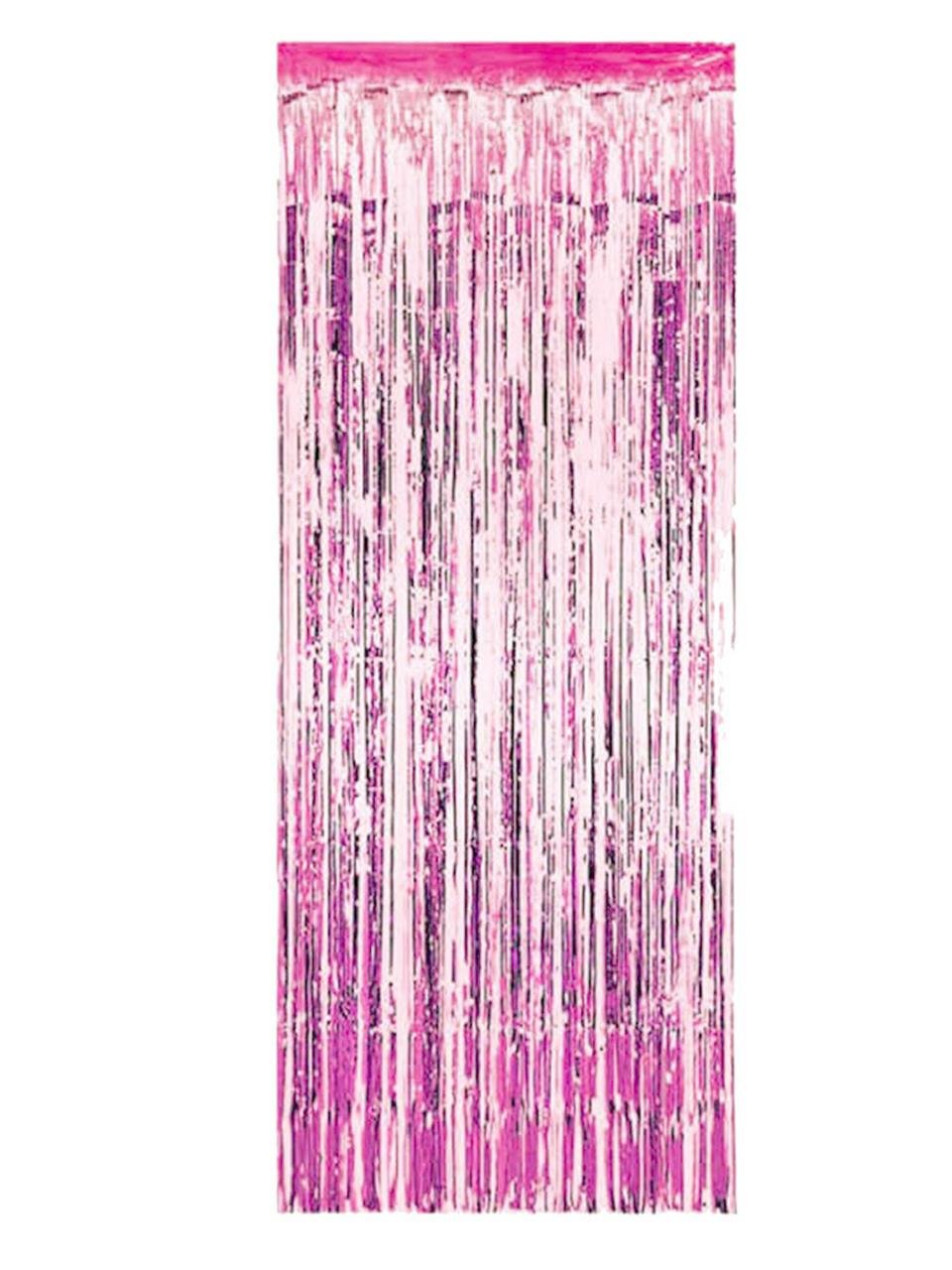 Metalize Fon Perdesi Kapı ve Duvar Parti Perdesi Pembe 90x200