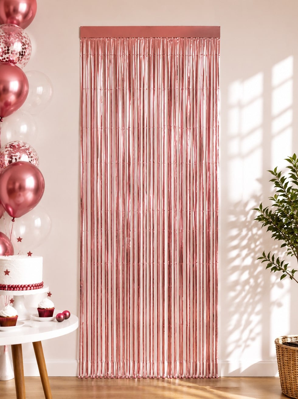 Metalize Parti Perdesi Kapı ve Fon Perdesi Rosegold - Parti Perdesi | Parti Adresi