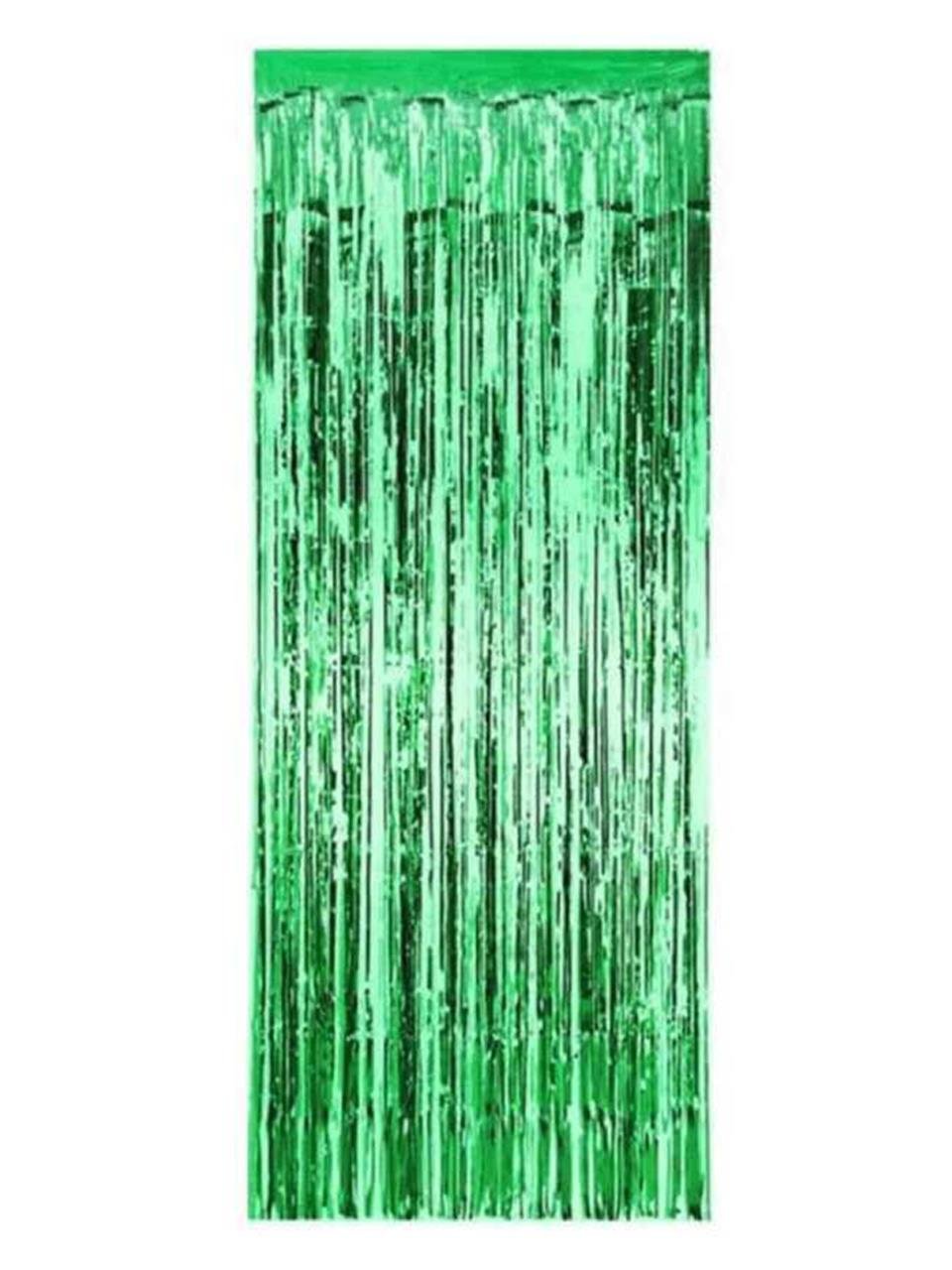 Metalize Parti Perdesi Kapı ve Fon Perdesi Yeşil