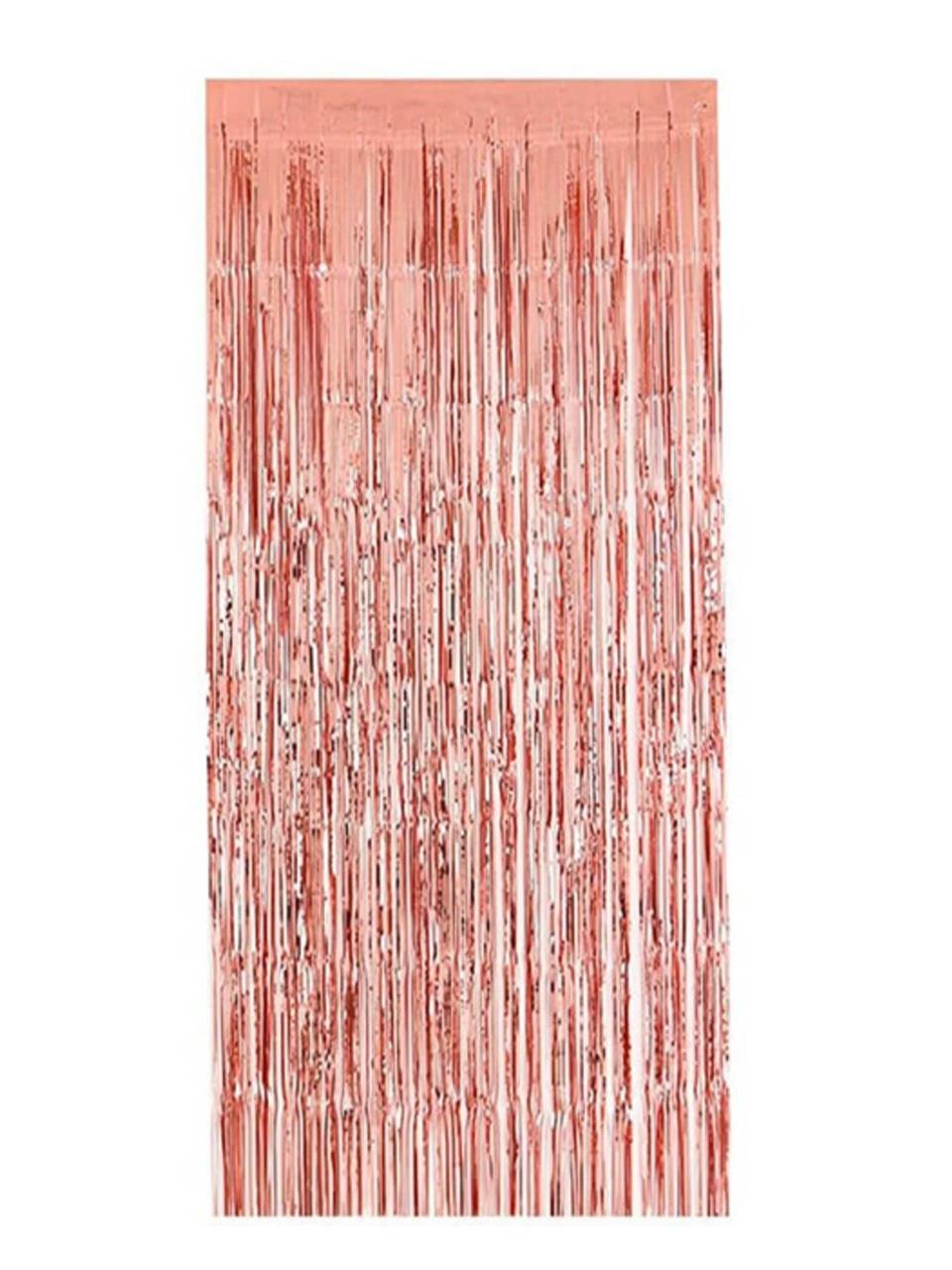 Metalize Parti Perdesi Kapı ve Fon Perdesi Rosegold