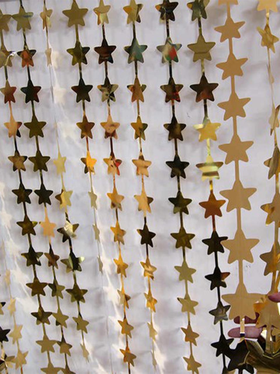 Metalize Yıldız Parti Perdesi Kapı ve Fon Perdesi Gold