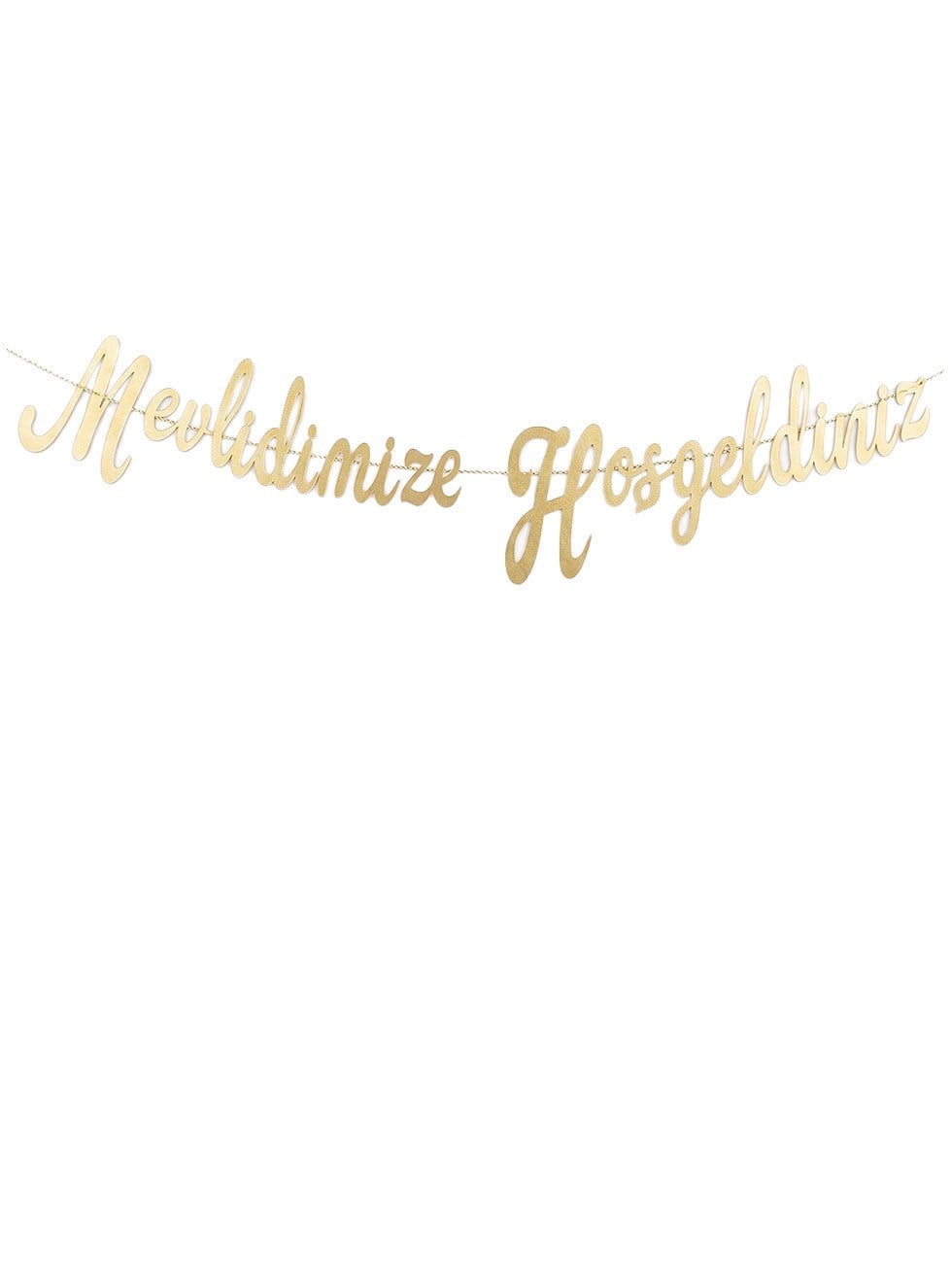 Mevlidimize Hoşgeldiniz Yazılı Kaligrafi Banner Dekoratif Süs Gold