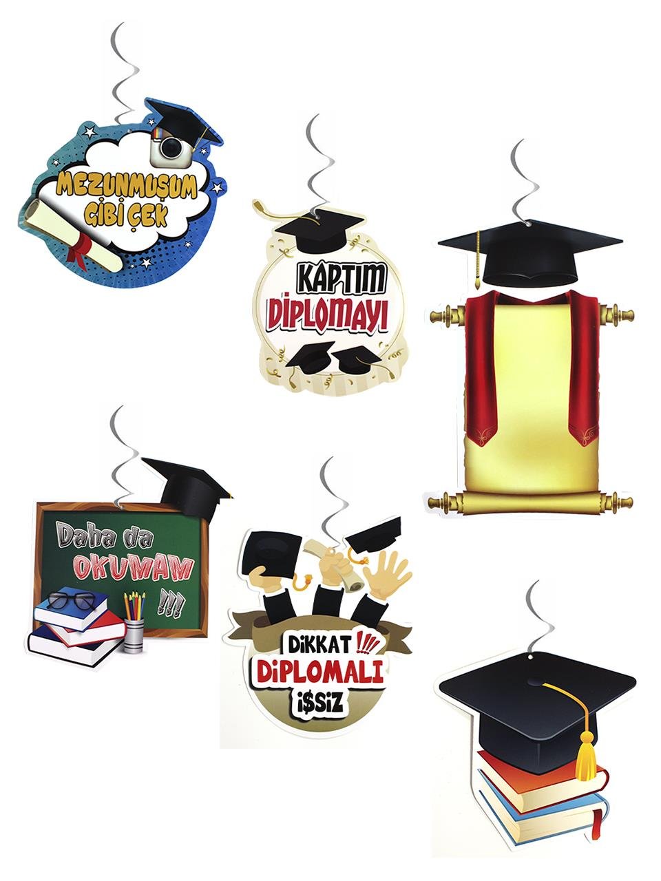 Mezuniyet Süsü Tavan Sarkıt Süsü Dekoratif Süs 6'lı